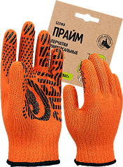 Перчатки трикотажные с ПВХ Прайм, оранжевый, (Пер 044Я), картонный ярлык