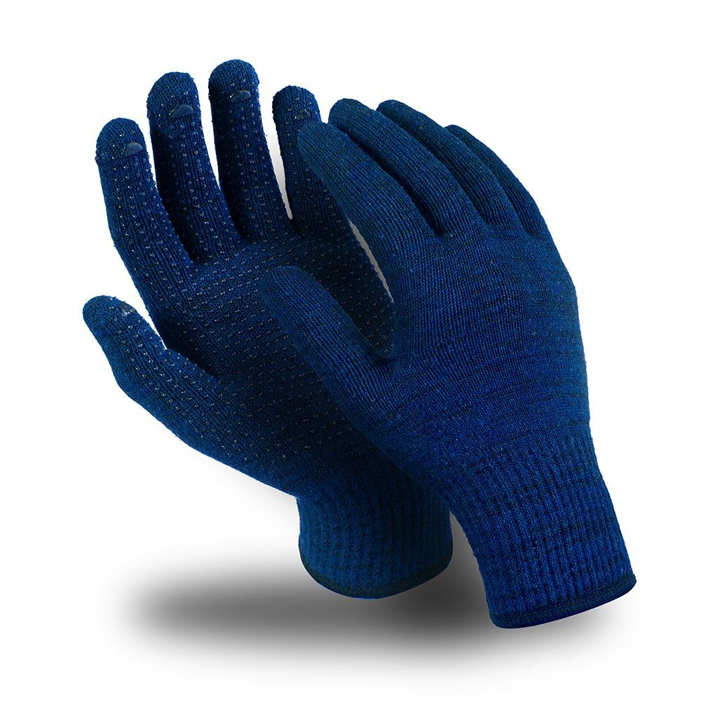 Перчатки ЭТАЛОН ПВХ (MG-116), хлопок/полиэфир, точка ПВХ, оверлок, цвет синий – 1