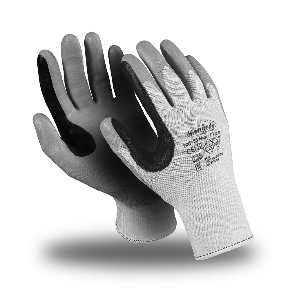 Перчатки НИМА ПУ (DNP-55), Sapphire Technology, ПУ/нитрил частичный, оверлок, цвет серо-черный – 1