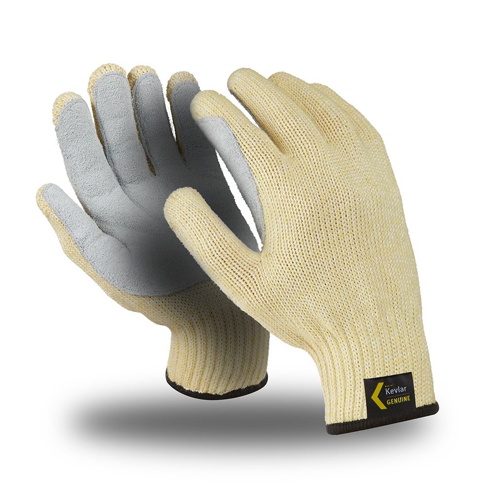 Перчатки АРАМАКС СПЛИТ (TG-694), Kevlar®, спилок на ладони, до 250 °С, оверлок, цвет желто-черный – 1