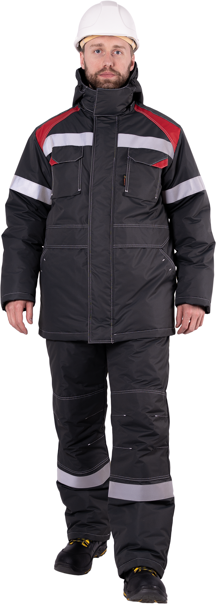 Костюм СТАРАТЕЛЬ зимний, серый-красный Импорт – 1