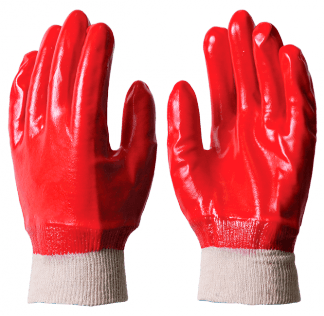 Перчатки ГРАНАТ, с ПВХ покрытием, интерлок, полный облив, резинка – 1