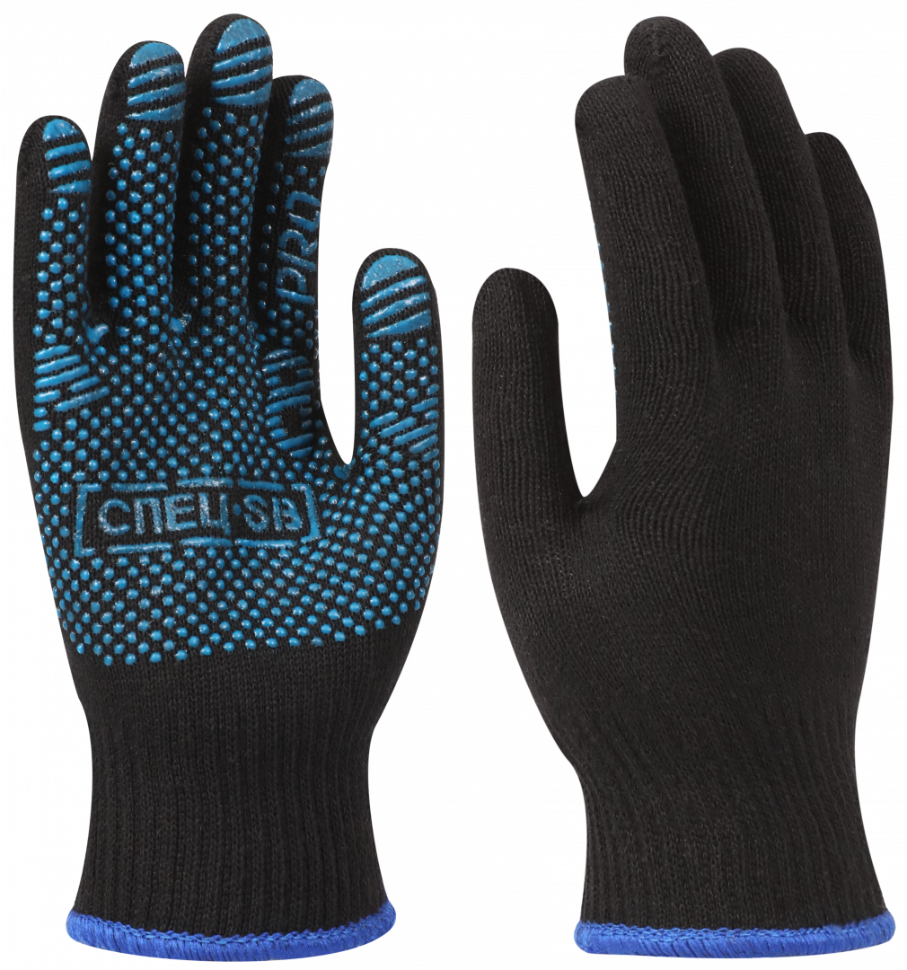 Перчатки трикотажные с ПВХ СПЕЦ-SB® PRO черный – 1