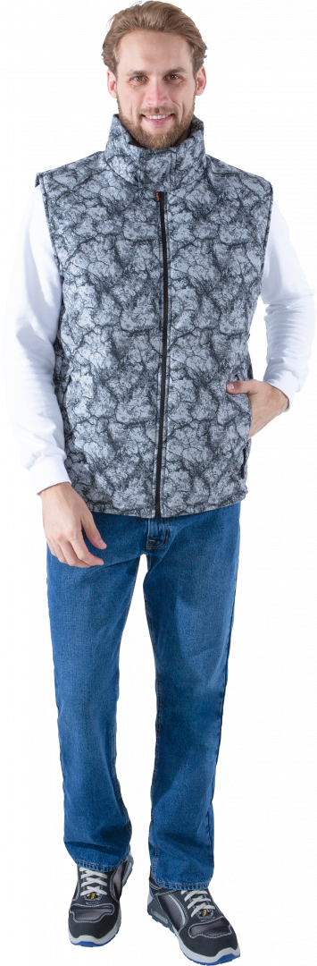 Жилет САТУРН утепленный, серый (абстракция) – 1