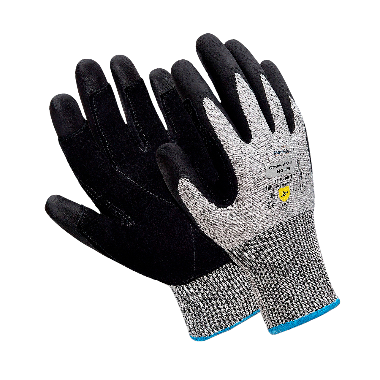 Перчатки СТИЛКАТ СПЛИТ (MG-492), Armorcut Technology, нитрил частичный, спилок, оверлок – 1