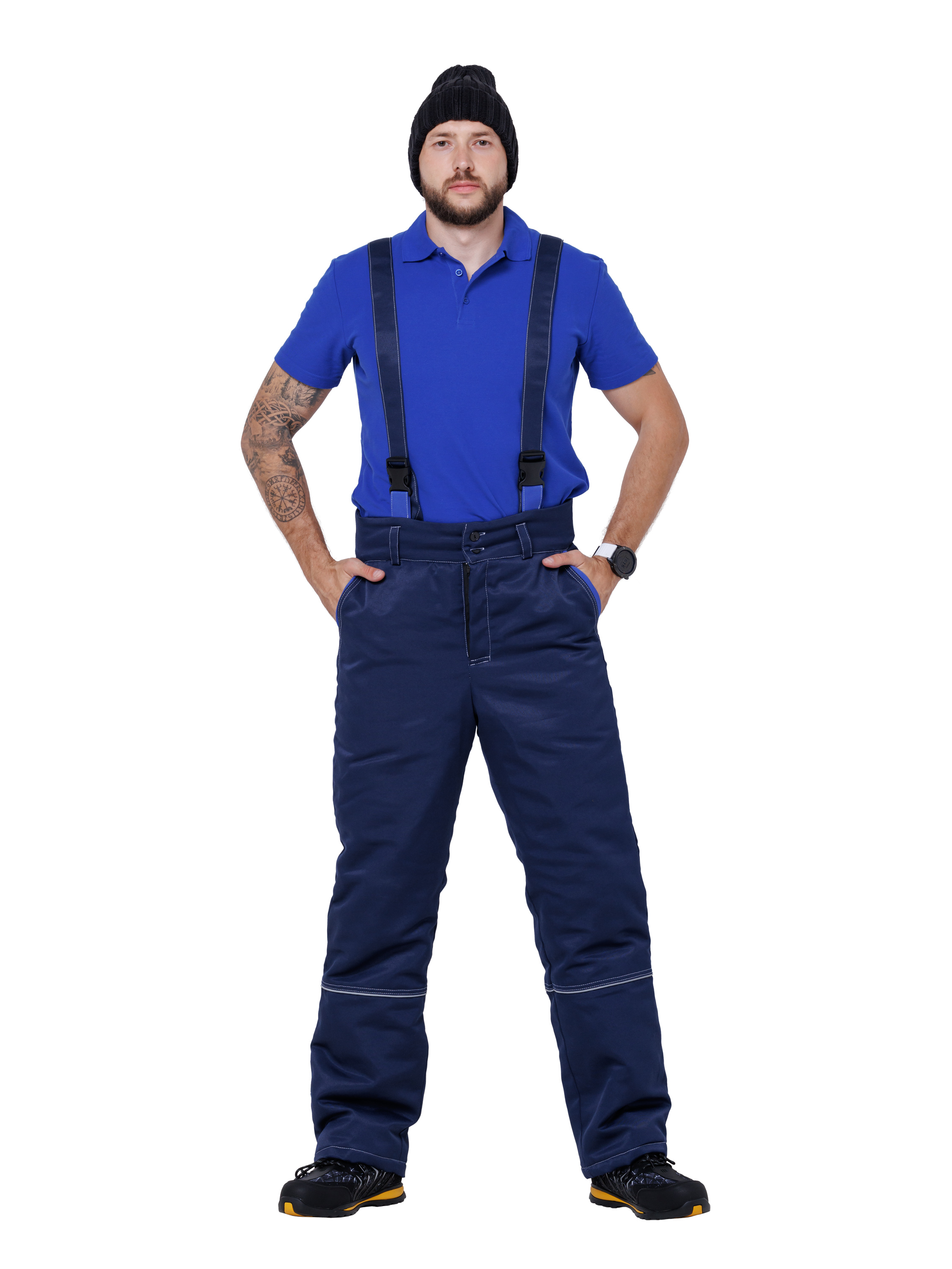 Брюки на лямках ЗИМНИЕ "ФЕНИКС",синий/василек тк. Гретта – 1