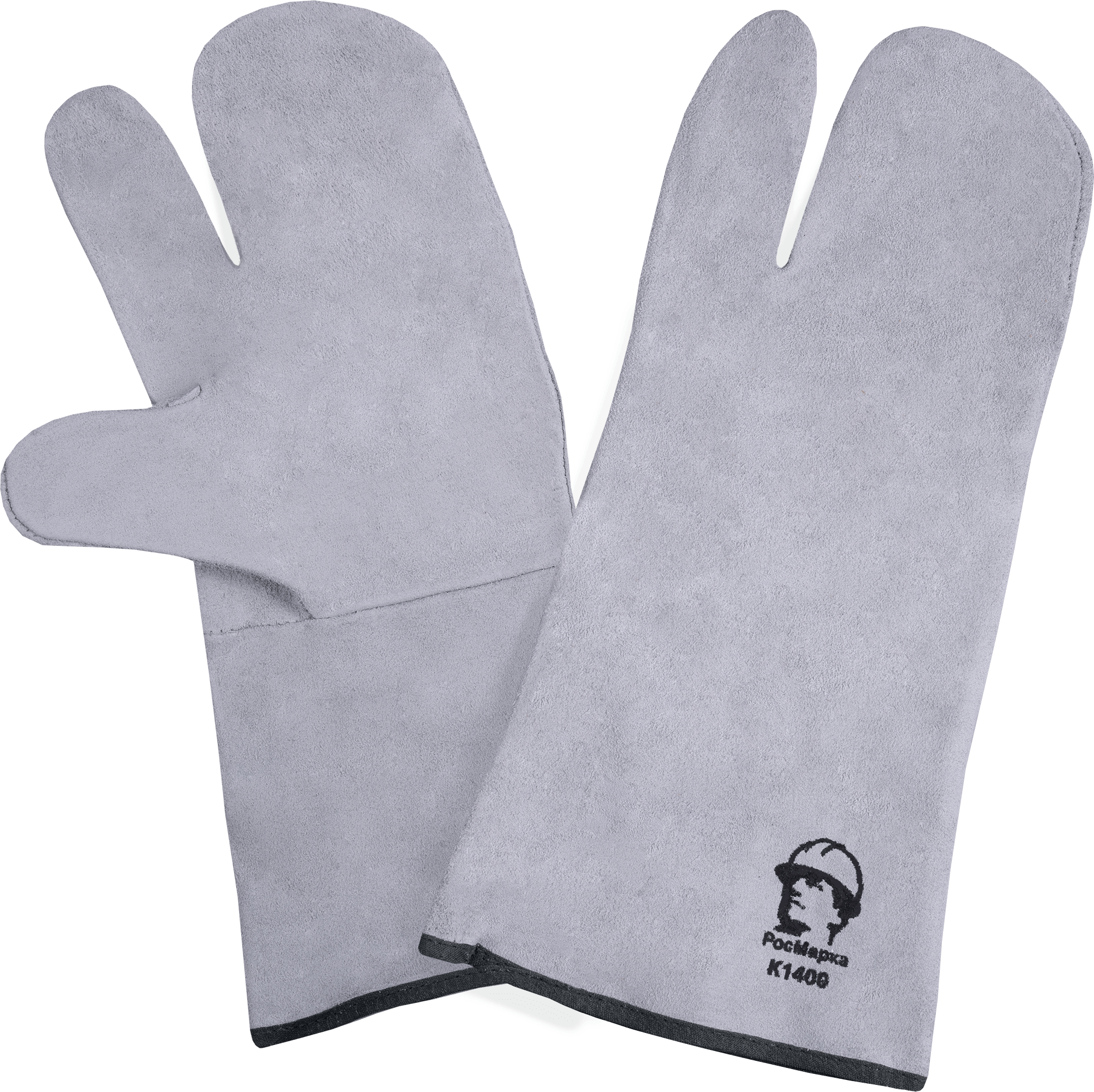 Краги СПИЛКОВЫЕ, 3-х палые (6527), спилок говяжий 0.9-1.1 мм, кант по краю, размер 2 – 1