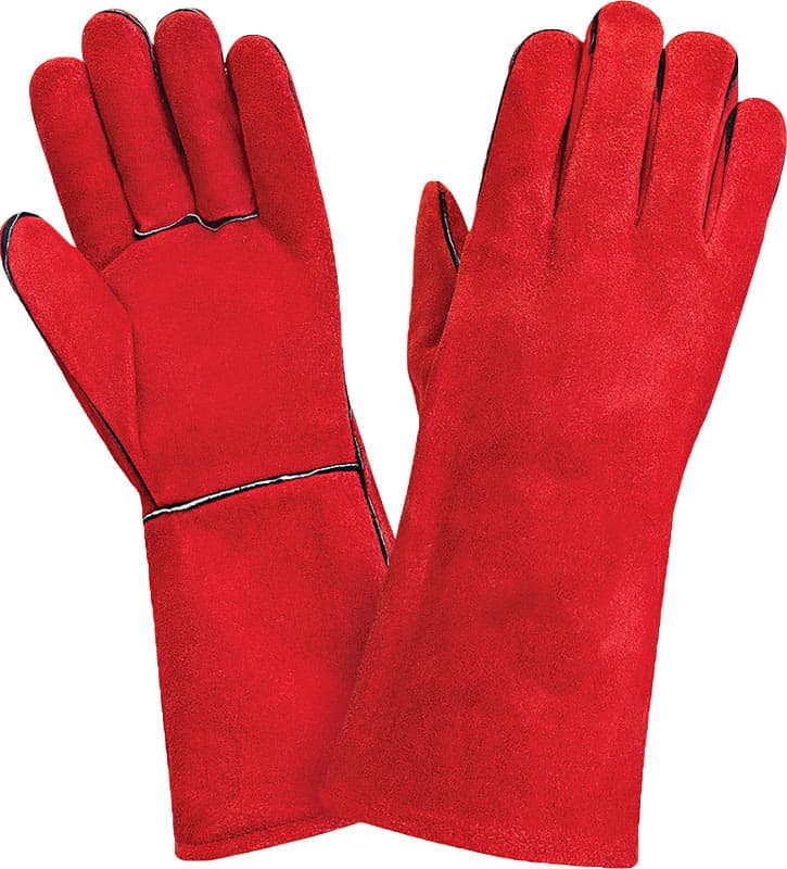 Краги МЕТАЛЛУРГ, (T12 ECO2), спилок, 5-ти палые, красные, подкладка байка/полулен, усиленные швы – 1