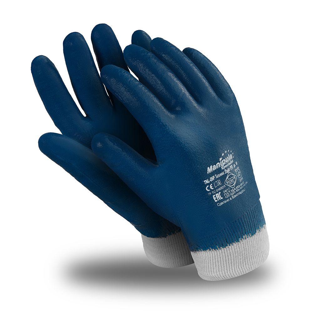 Перчатки ТЕХНИК ЛАЙТ РП (TNL-05Р/MG-222), интерлок, нитрил полный, резинка, цвет синий – 1