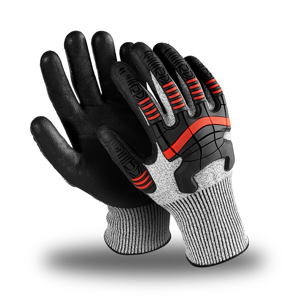 Перчатки ДЭТРИОН САПФИР (IG-821), НРРЕ, нитрил частичный, TPR- накладка, оверлок, цвет серо-черный – 1