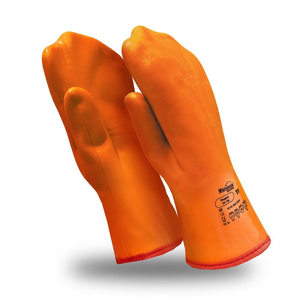 Рукавицы НОРДИК (WG-789), джерси, ППУ, ПВХ сплошной, крага, 300 мм, цвет оранжевый флуоресцентный – 1