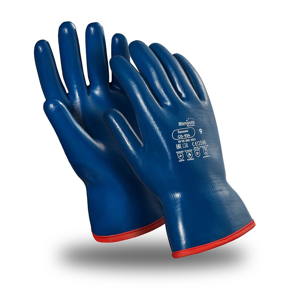 Перчатки ТЕХНИК (CG-924), нитрил, нейлон, цвет синий – 1
