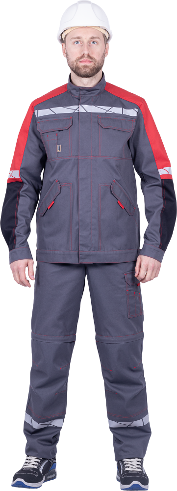 Куртка ХАЙ-ТЕК SAFETY летняя, серый-красный-черный – 1