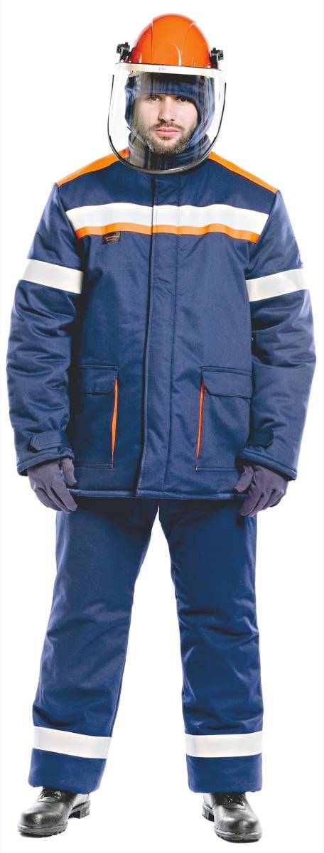 Костюм 85 кал/см2 зимний из огнезащитной ткани WORKER, (Куртка+брюки) синий/оранжевый – 1