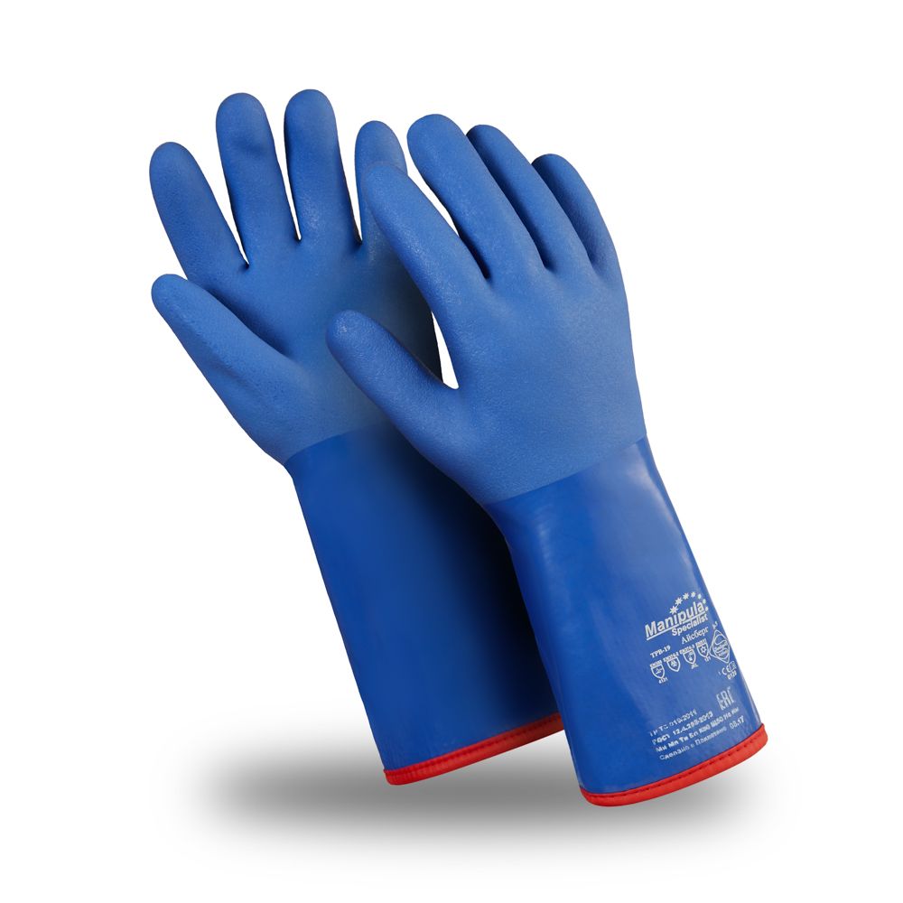Перчатки АЙСБЕРГ (WG-788), хлопок, шерсть/акрил, ПВХ сплошной, крага, 350 мм, цвет синий – 1