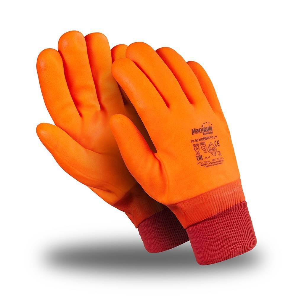 Перчатки НОРДИК РП (WG-784/TP-06), джерси, ППУ, ПВХ полный, резинка, цвет оранжевый флуоресцентный – 1