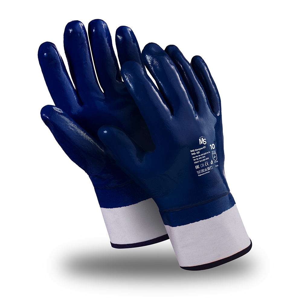 Перчатки MS Нитрил КП (MS-121), джерси, нитрил полный, крага, цвет синий – 1