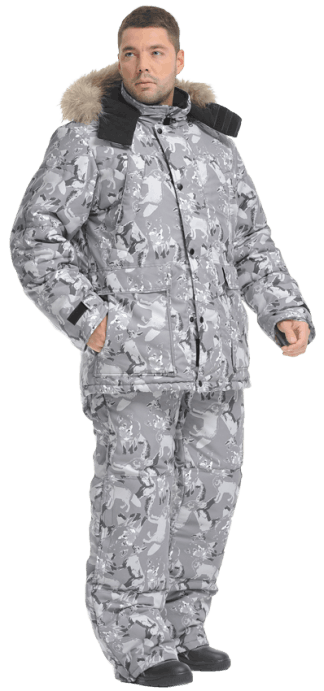 Костюм ХАНТЕР утепленный, волки (серый) – 1