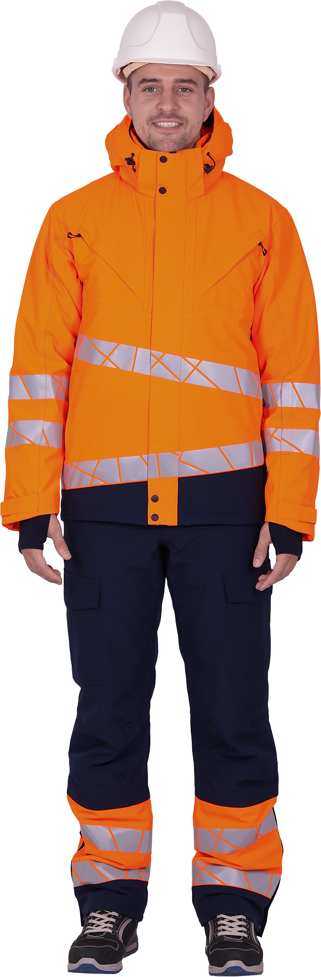 Куртка мужская утепленная ACTIVE, флуоресцентный оранжевый-синий – 1