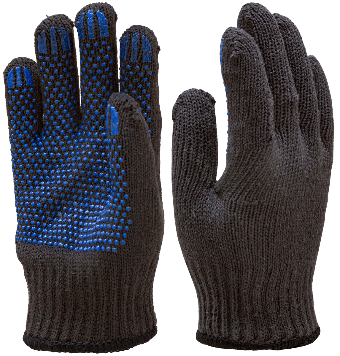 Перчатки трикотажные с ПВХ ДВОЙНЫЕ черный – 1