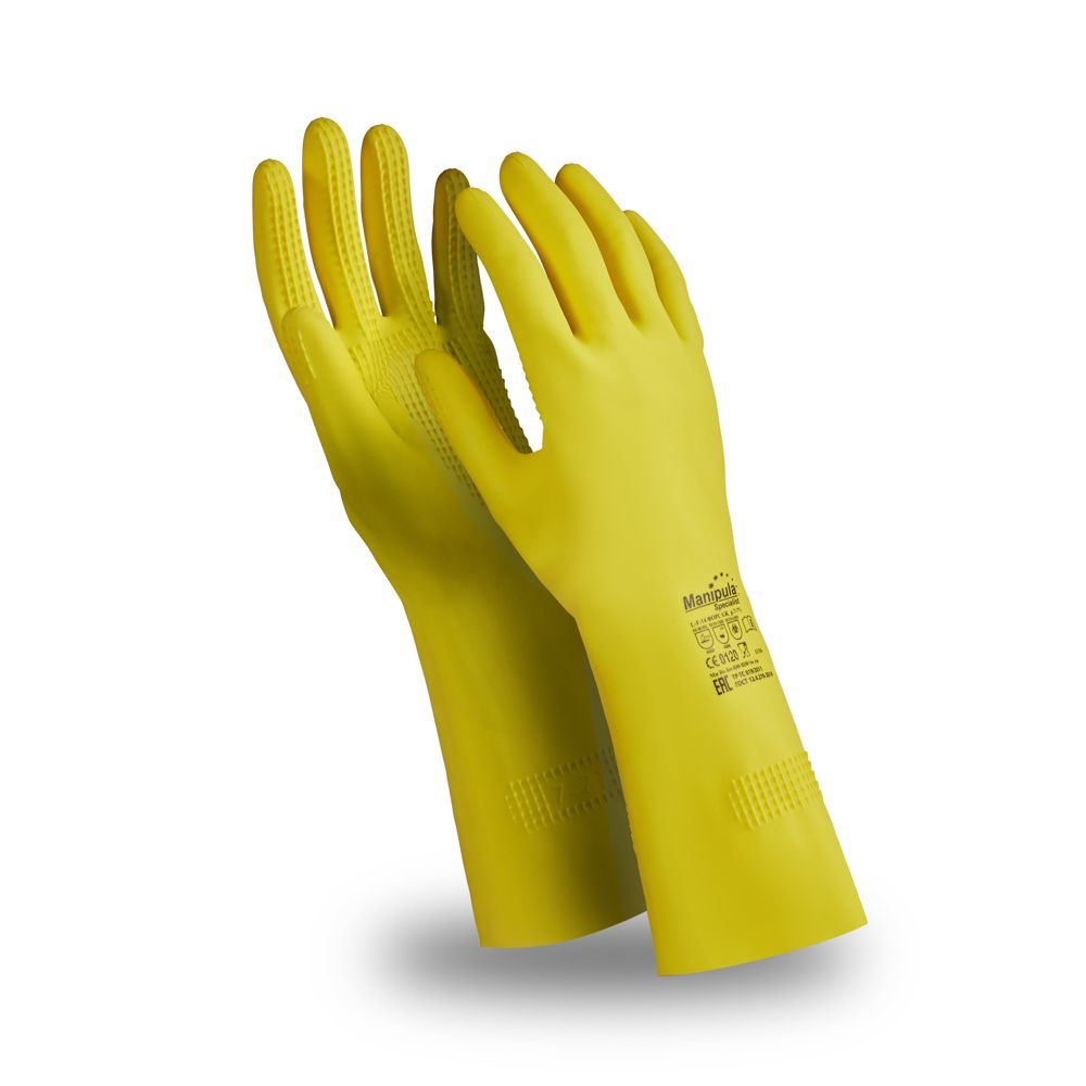 Перчатки ФОРСАЖ (CG-946/L-F-14), латекс 0.55 мм, 320 мм, хлопковая подкладка, цвет желтый – 1