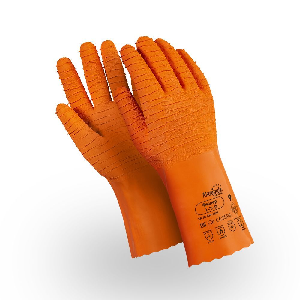Перчатки ФИШЕР (L-T-17), латекс, 1.6 мм, 300 мм, интерлок, цвет оранжевый – 1