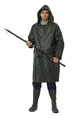 Плащ влагозащитный для рыбака зеленый