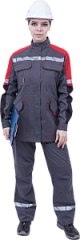 Куртка ХАЙ-ТЕК SAFETY летняя, серый-красный-черный, женская