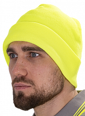 Шапка трикотажная двойная, лимонный