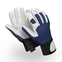 Перчатки ВИБЛОК (VG-572), полиэфир, кожа, VibraGel®, Velcro, цвет сине-белый