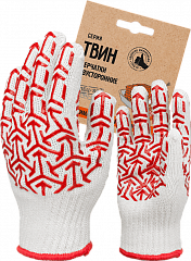 Перчатки трикотажные с ПВХ "СТРЕЛА" белый/ красный, (Пер 052Я), картонный ярлык