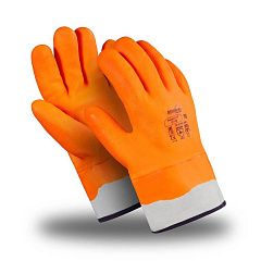 Перчатки НОРДИК КП (WG-785/ТР-08), джерси, ППУ, ПВХ полный, крага, цвет оранжевый флуоресцентный