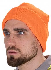 Шапка трикотажная двойная, оранжевая