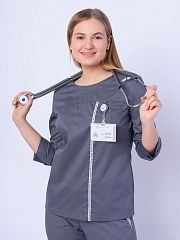 Блуза медицинская женская «Лодочка», графит 