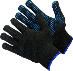 Перчатки х/б с ПВХ ПРЕМИУМ, 72 гр, черные, арт 201