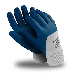 Перчатки ТЕХНИК ЛАЙТ РЧ (TNL-05/MG-221), интерлок, нитрил частичный, резинка, цвет синий